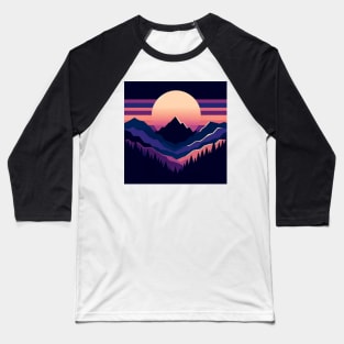 Twilight Serenity: Peaks under the Pastel Sky Baseball T-Shirt